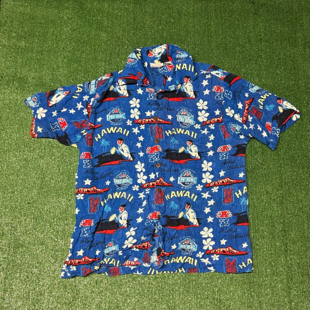 Vintage 2006 NFL Pro Bowl Hawaii Hawaiian Shirt Size XL Reebok Floral AOP Rayon
